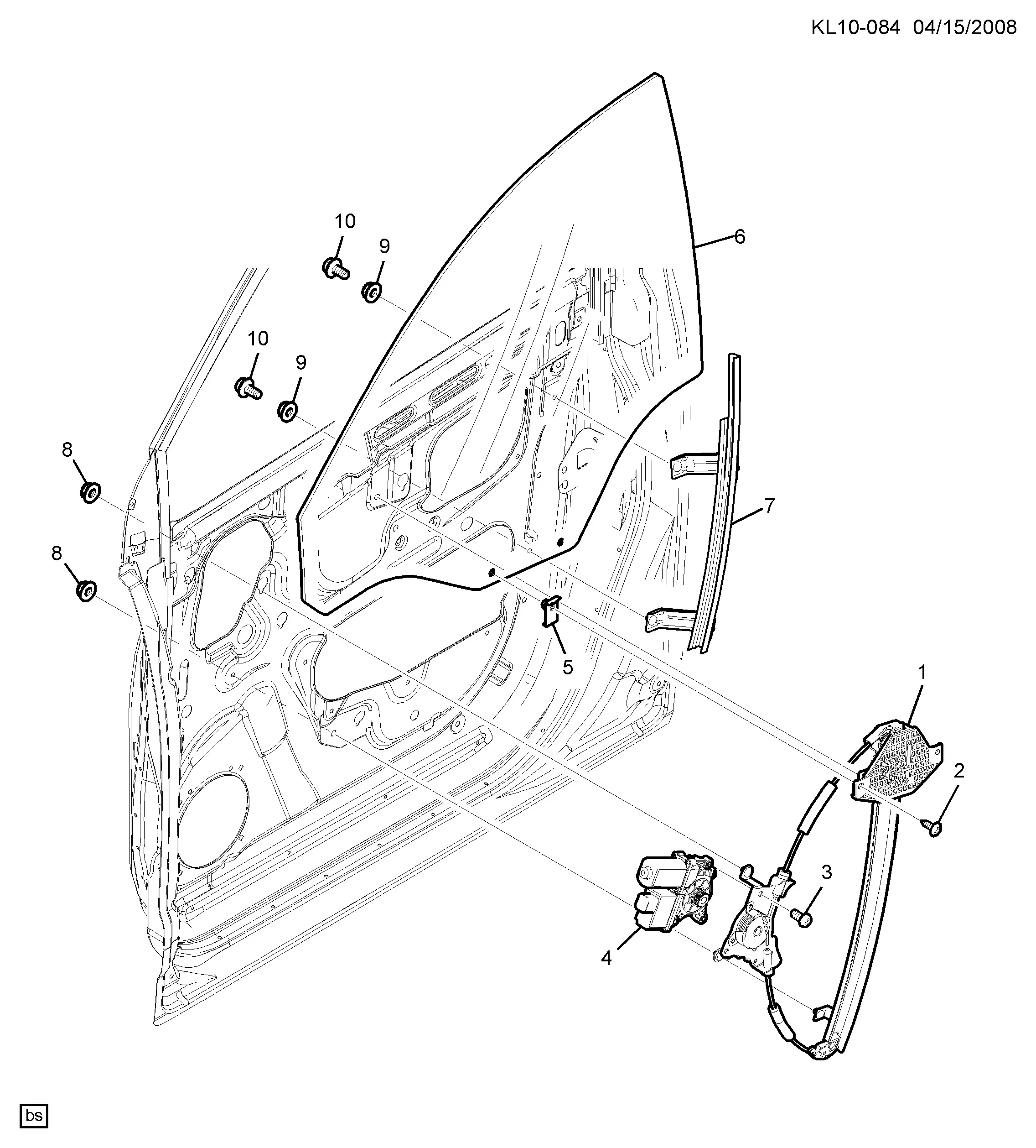 Front Door Window Regulator diagram