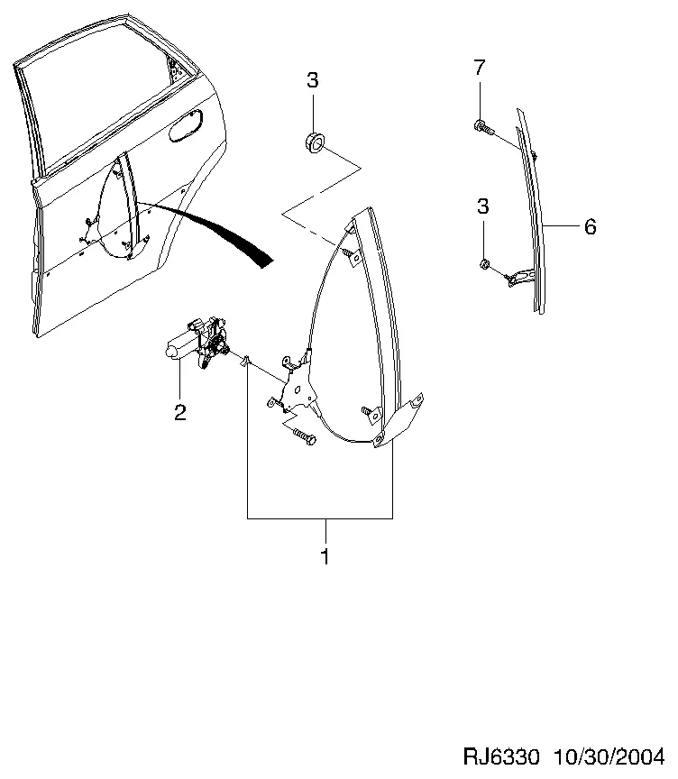 Rear Side Window Regulator diagram