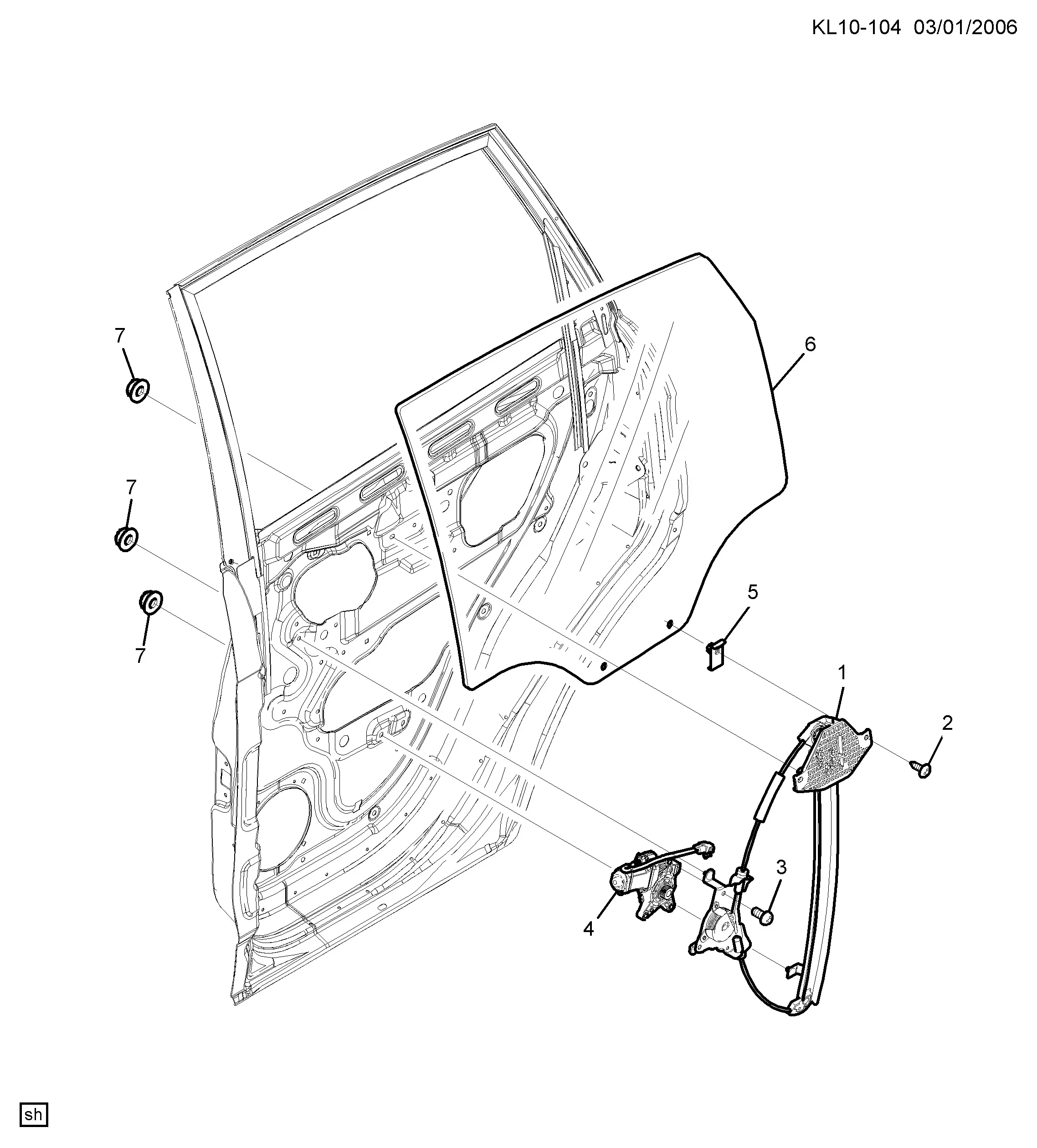 Rear Door Window Regulator diagram