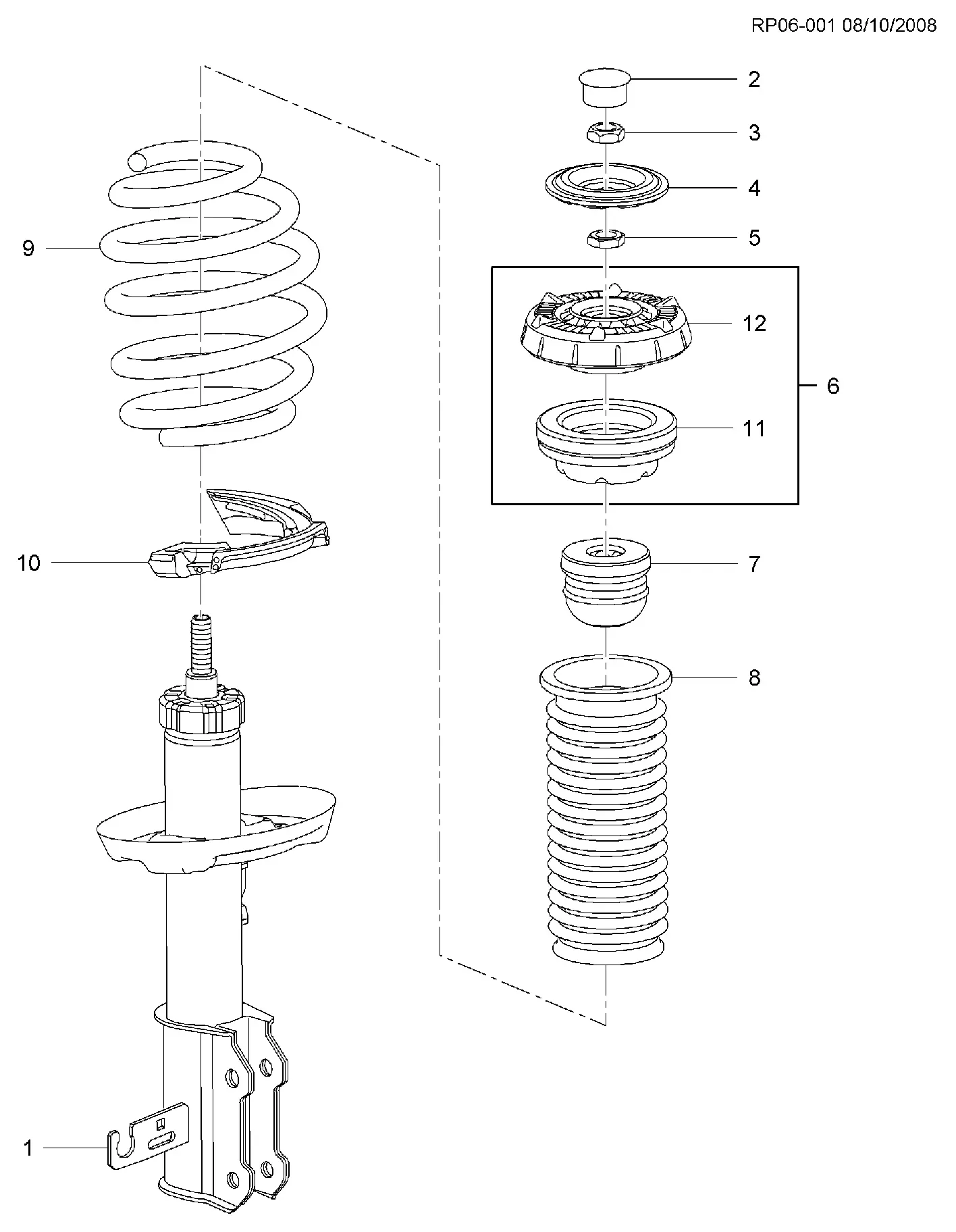 Front strut assembly diagram