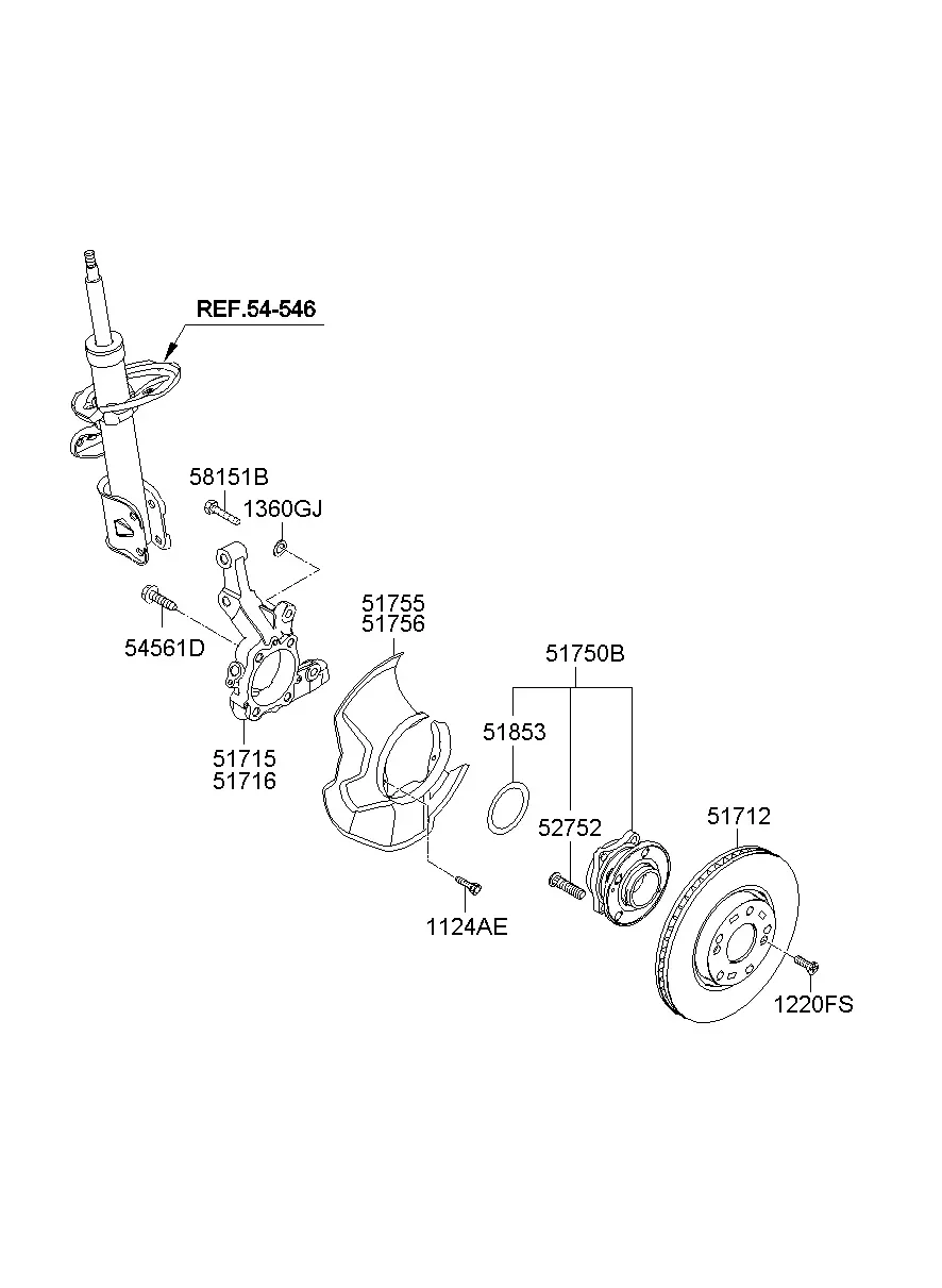 Front Axle Hub and Brake Disc Dust Cover diagram