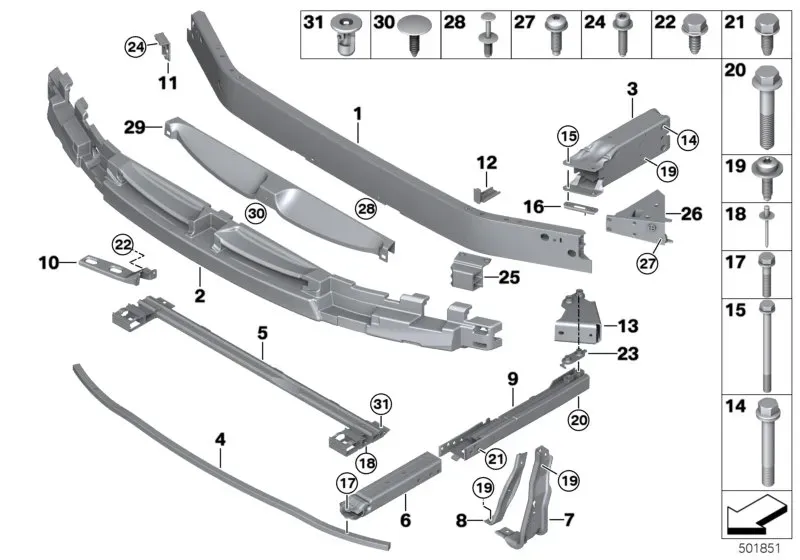 Front bumper bracket diagram