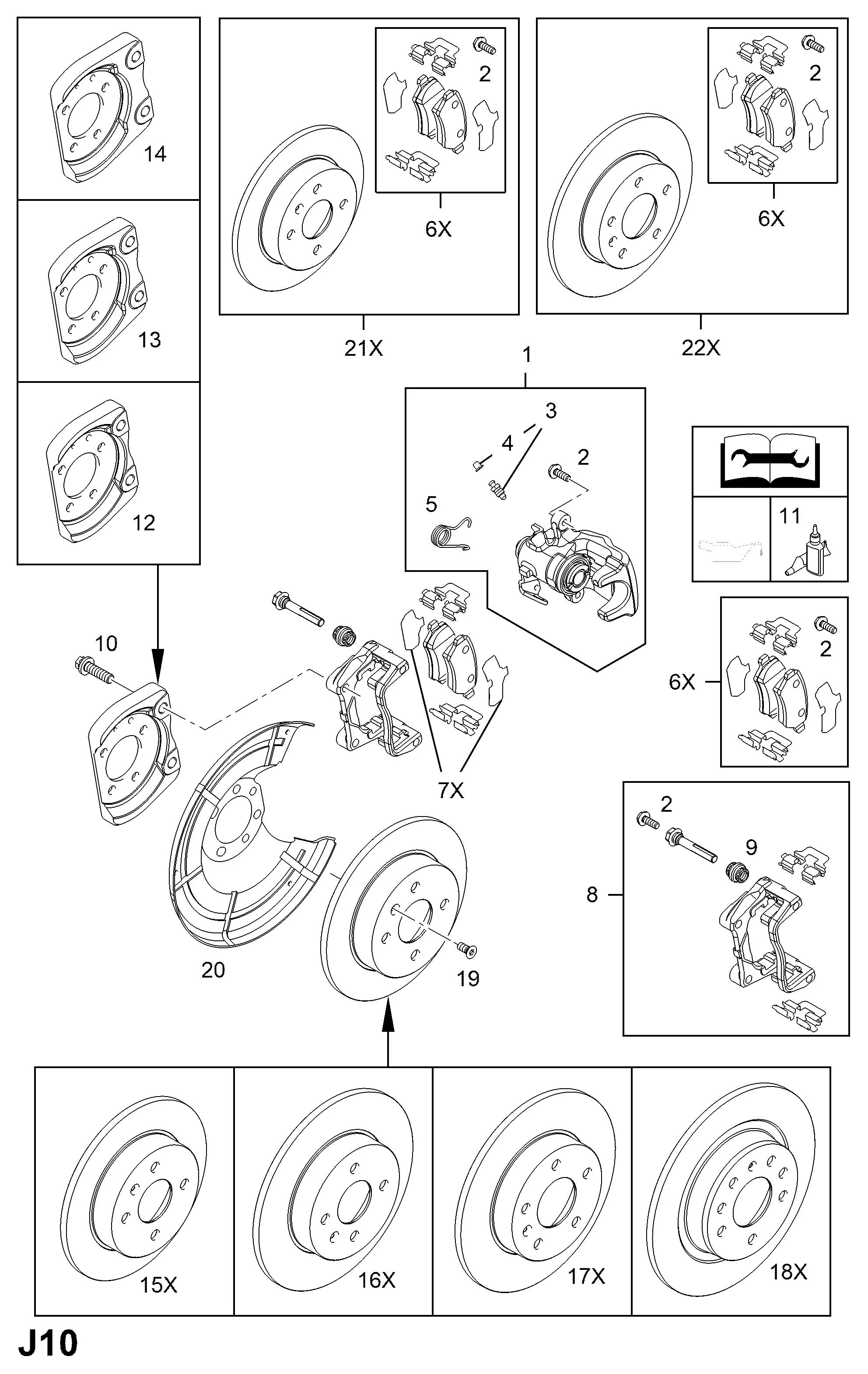 Суппорт заднего тормоза diagram