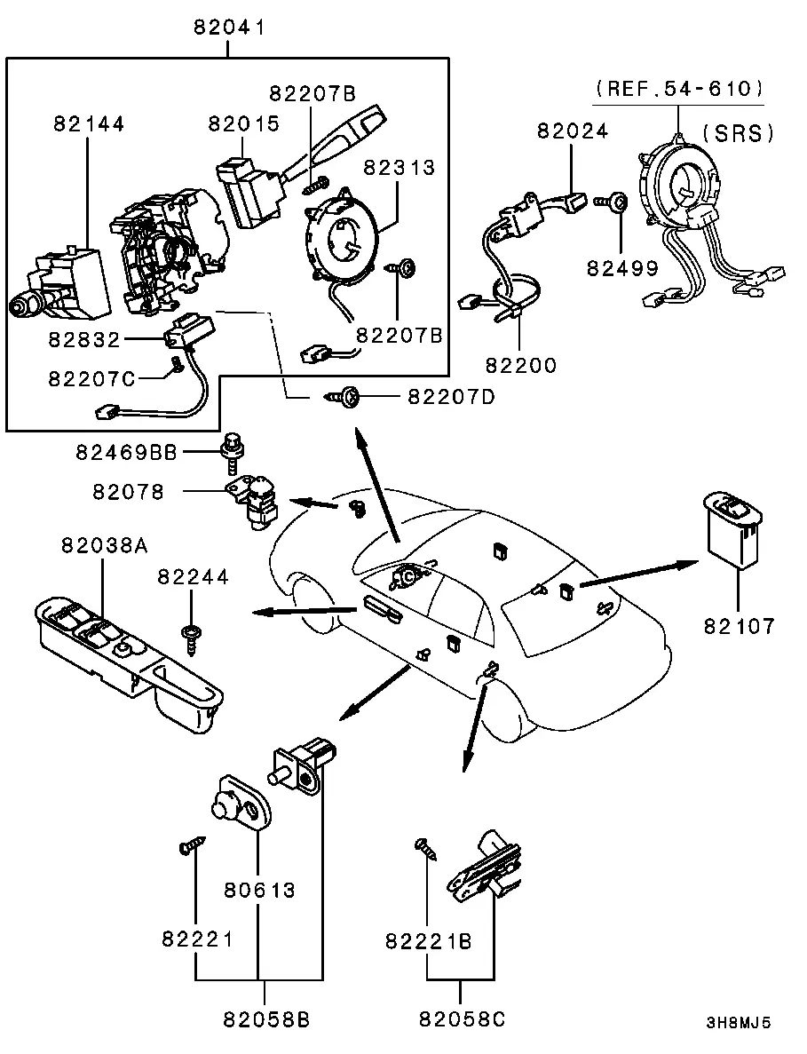 Steering column switches diagram