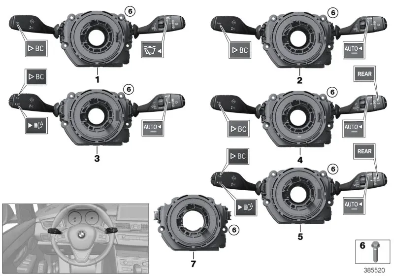 Steering column switch cluster diagram