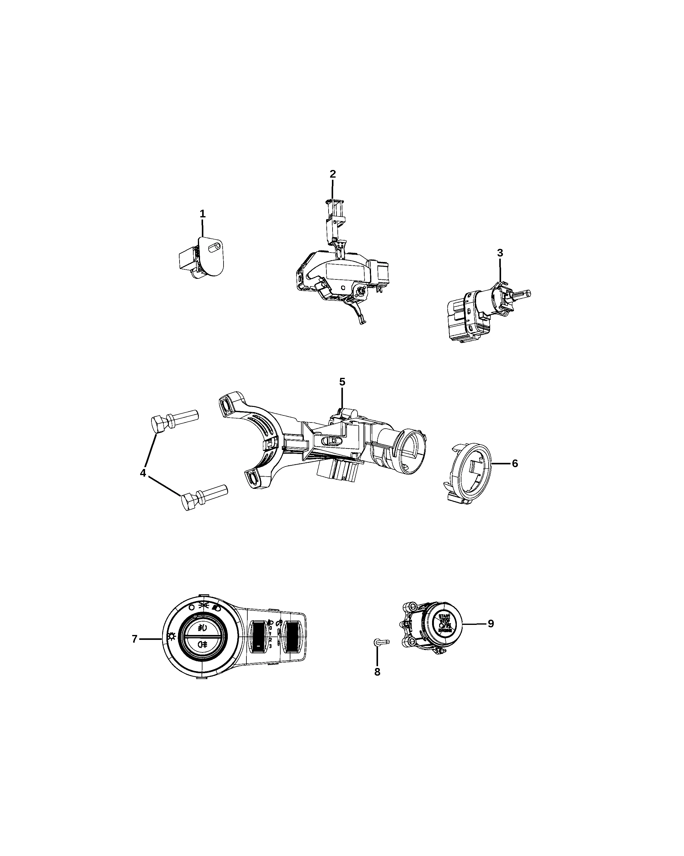 Instrument panel switches diagram