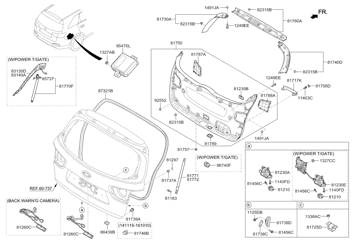 Tailgate trim diagram