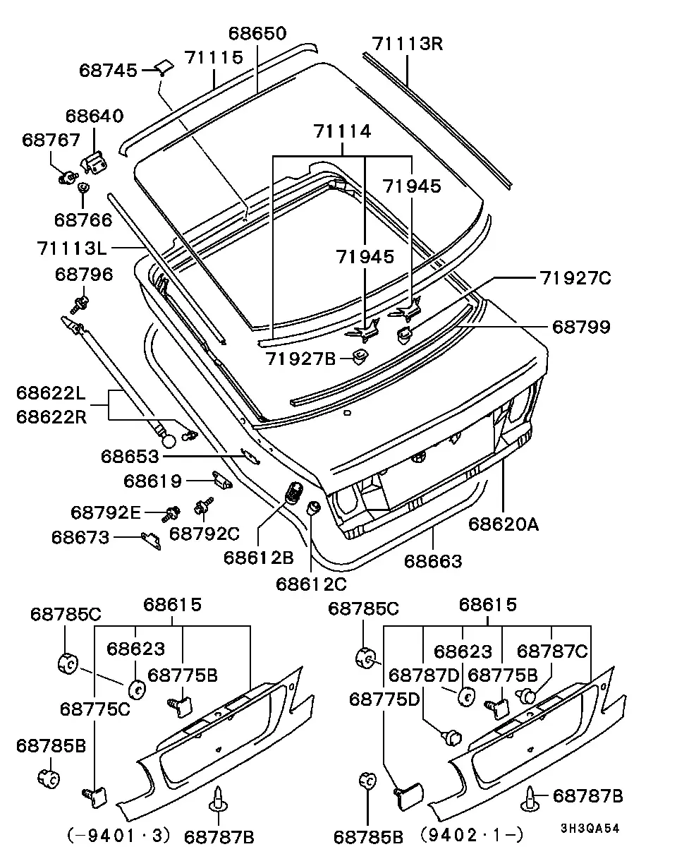 Tailgate panel & Glass 1 diagram