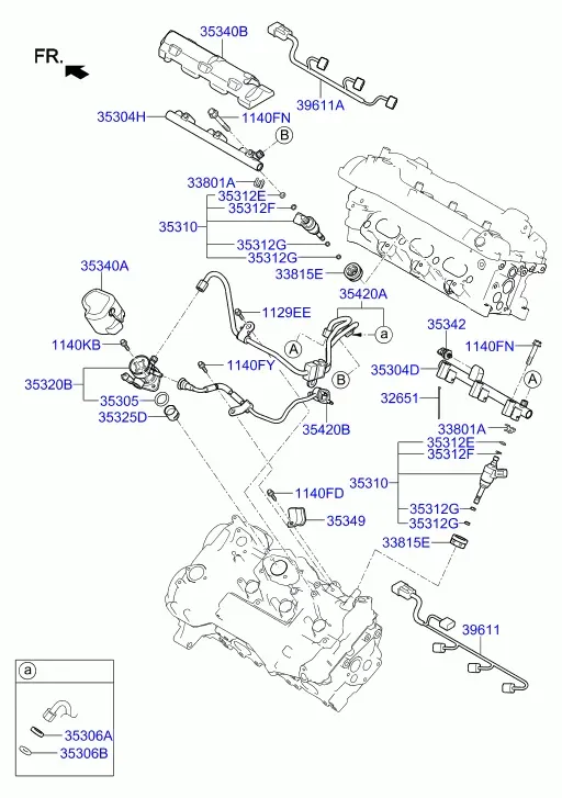 Fuel Rail and Injectors diagram