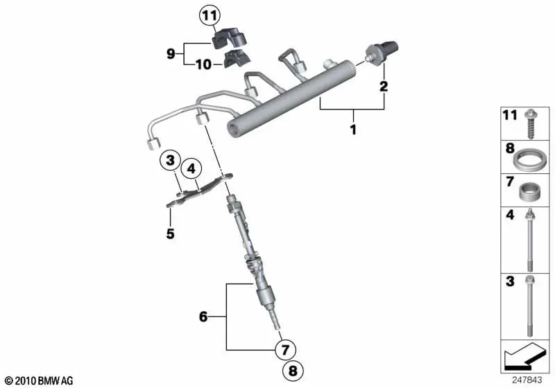 Fuel Rail and Injectors diagram