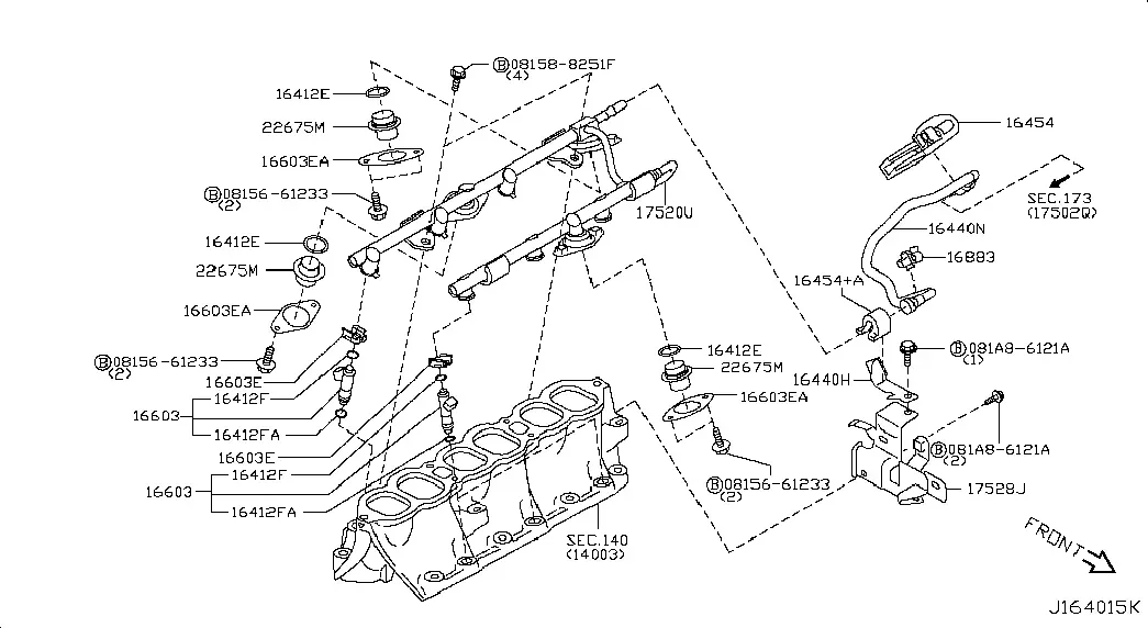 Fuel Rail and Injectors diagram