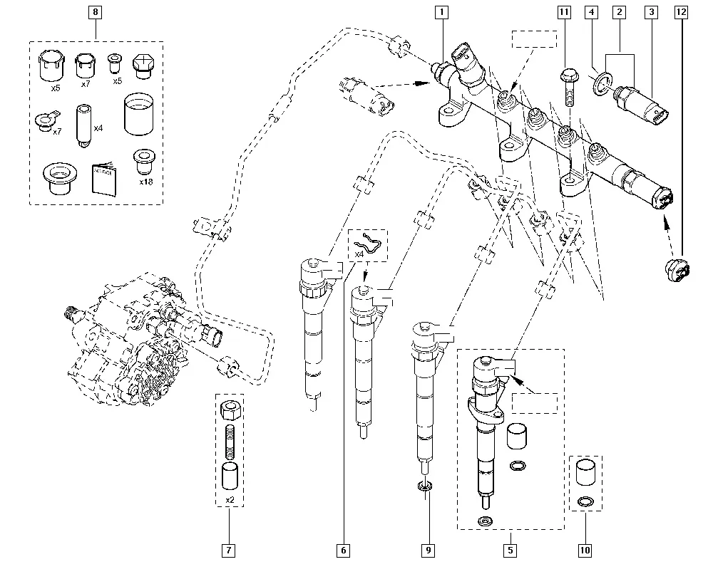 Fuel Rail and Injectors diagram