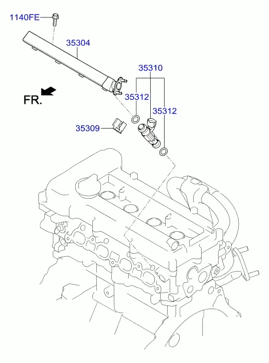 Fuel Rail and Injectors diagram