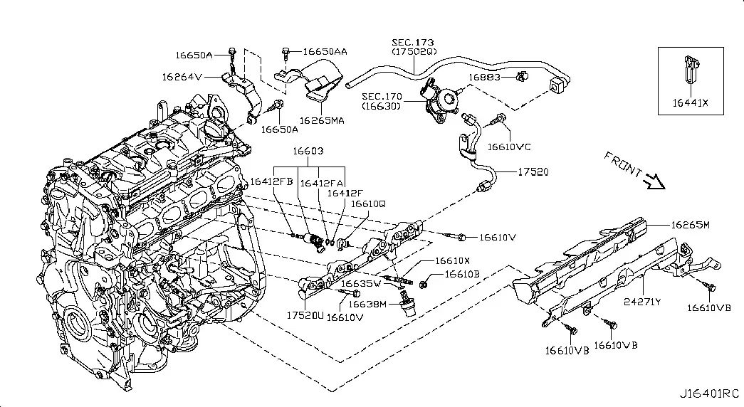 Fuel Rail and Injectors diagram