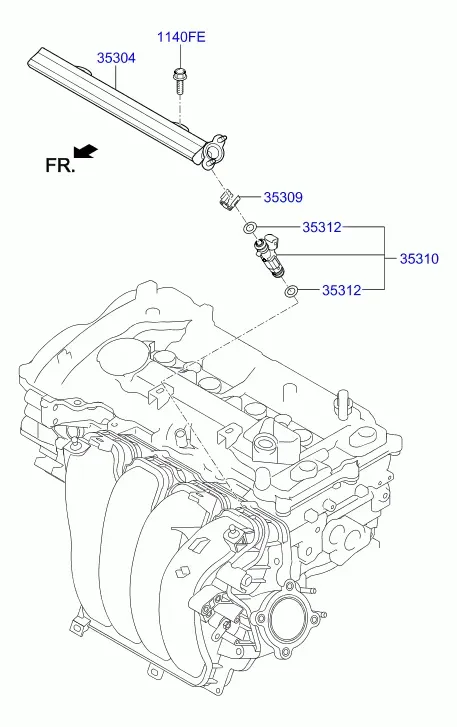 Fuel Rail and Injectors diagram