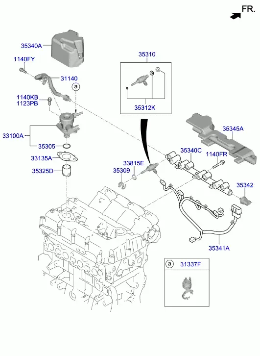Direct Injection Fuel Rail and Injectors diagram
