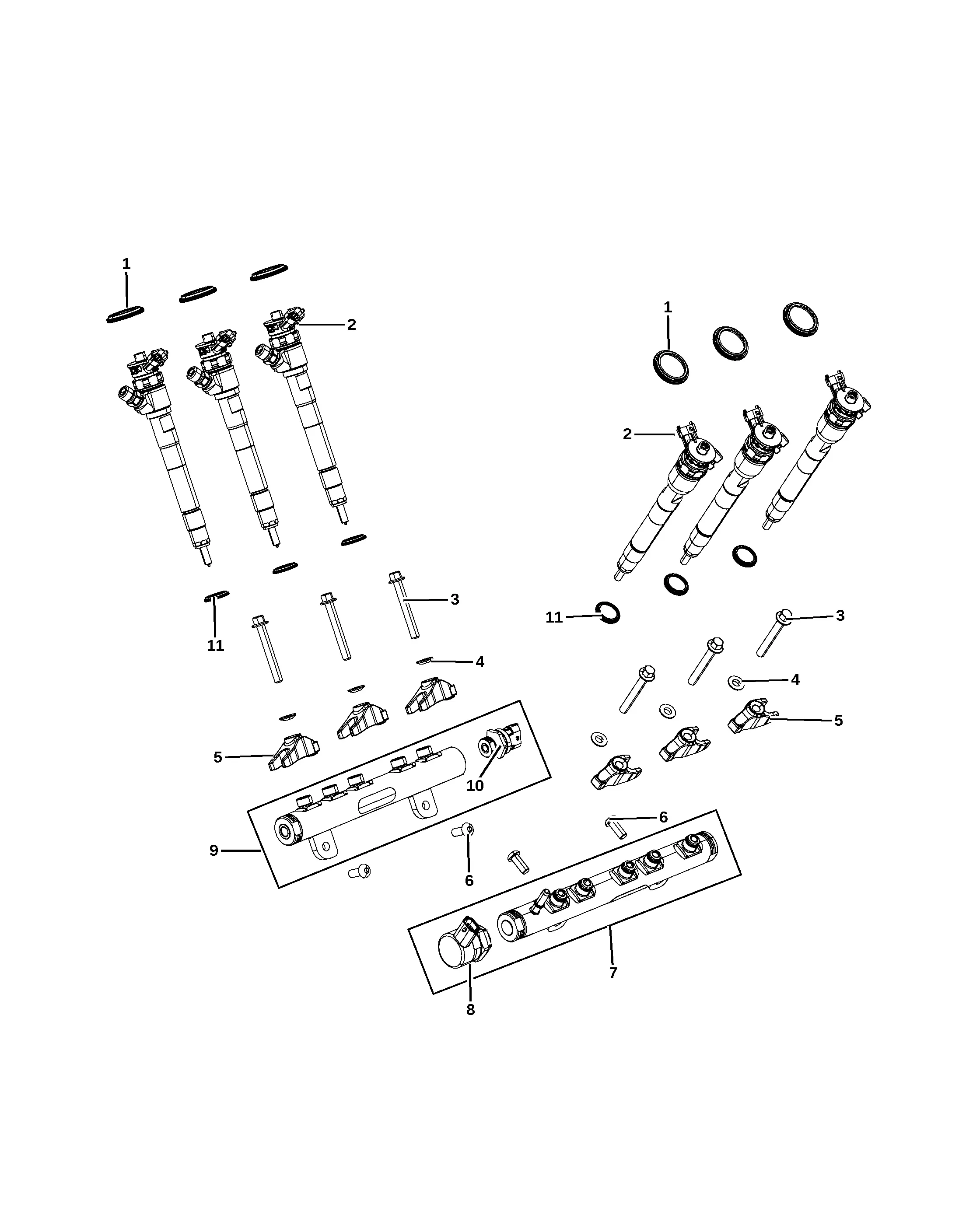 Fuel Rail with Injectors diagram