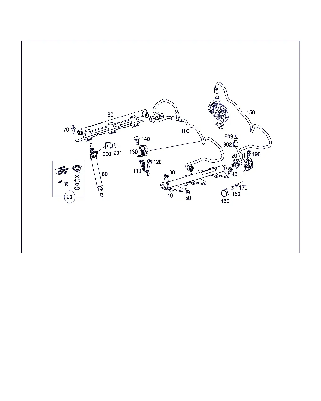 Fuel Rail, Lines and Injectors diagram