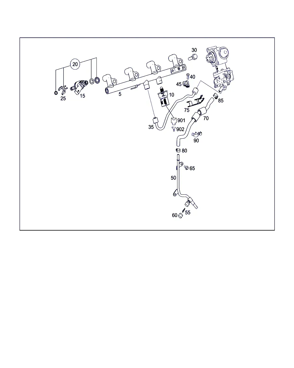 Fuel Rail, Lines and Injectors diagram