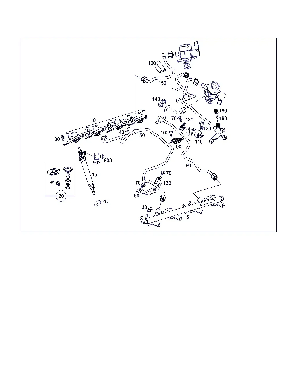 Fuel Rail, Lines and Injectors diagram
