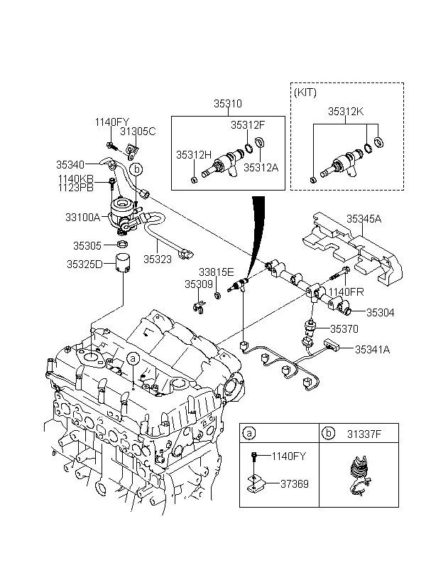 Fuel Injectors and Rail diagram