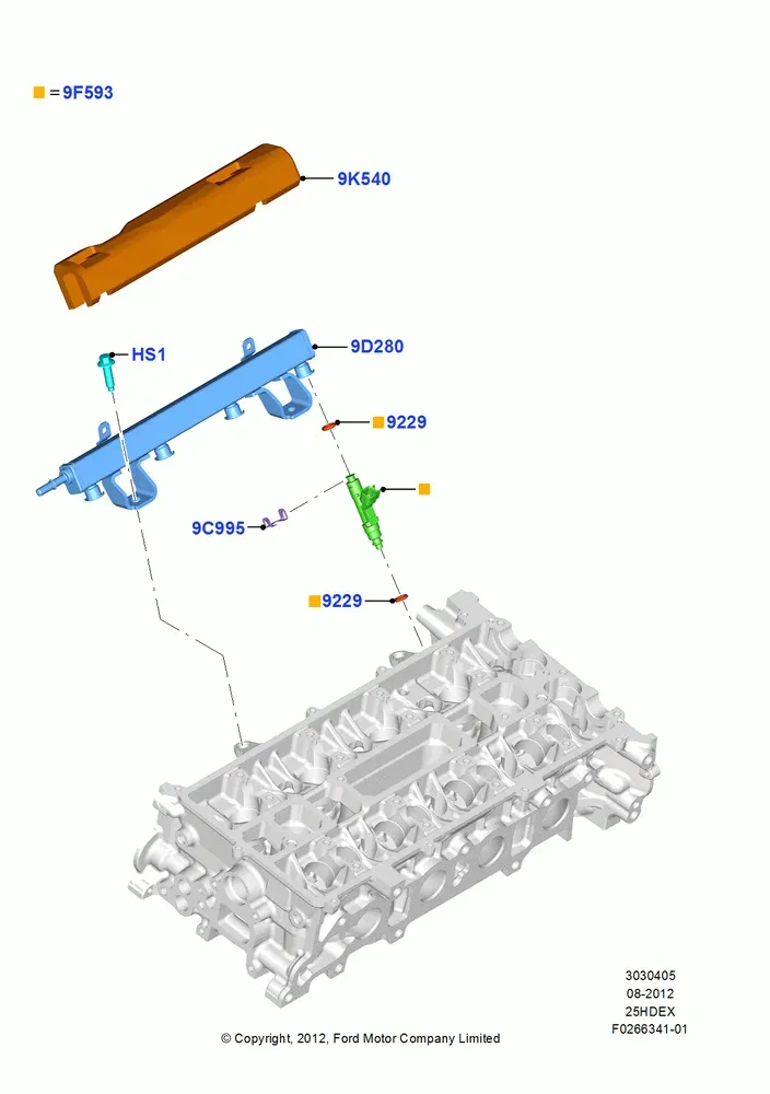 Fuel Injectors and Fuel Rail diagram