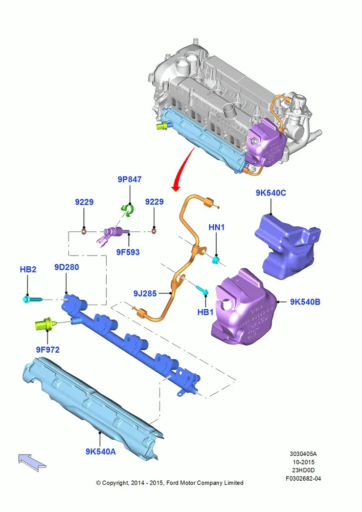 Fuel Injectors and Pipes diagram