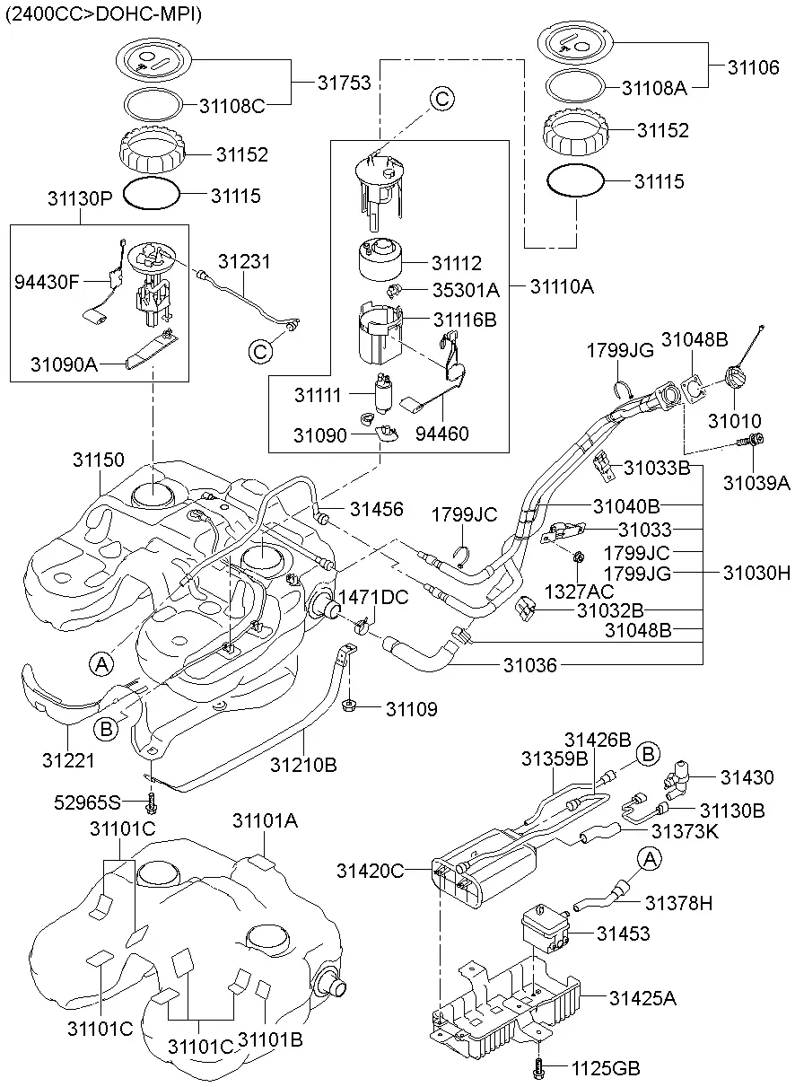 Топливный бак и насос diagram