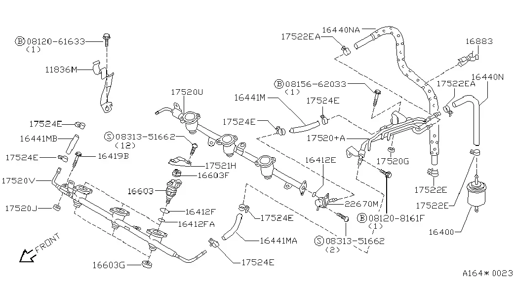 Fuel Strainer and Fuel Lines diagram