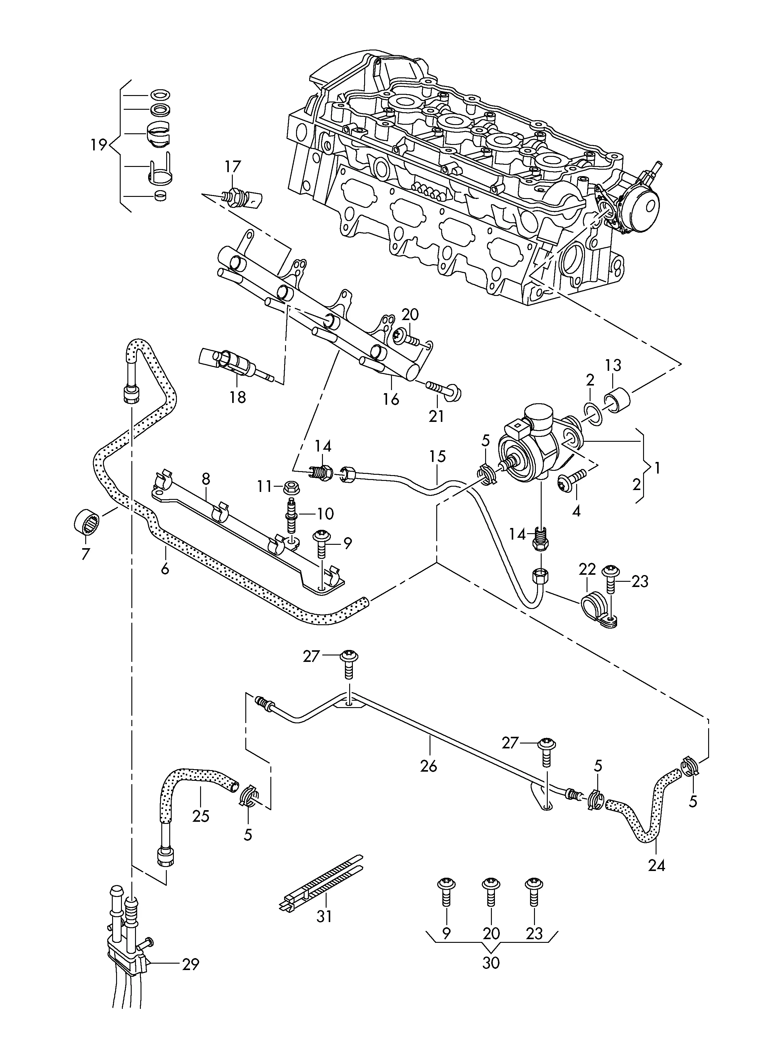 Fuel Pump, Rail and Injectors diagram