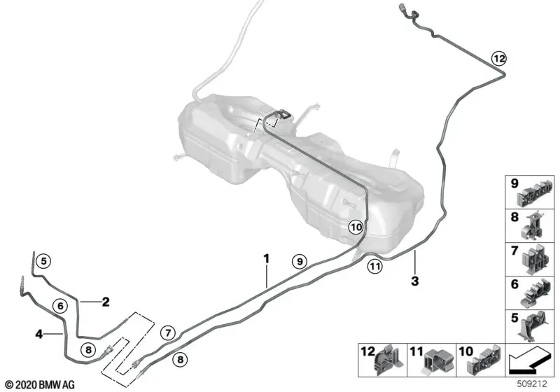 Fuel Line and Mounting Hardware diagram