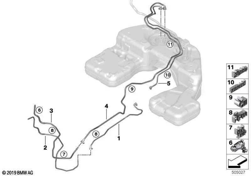 Fuel Line and Mounting Hardware diagram
