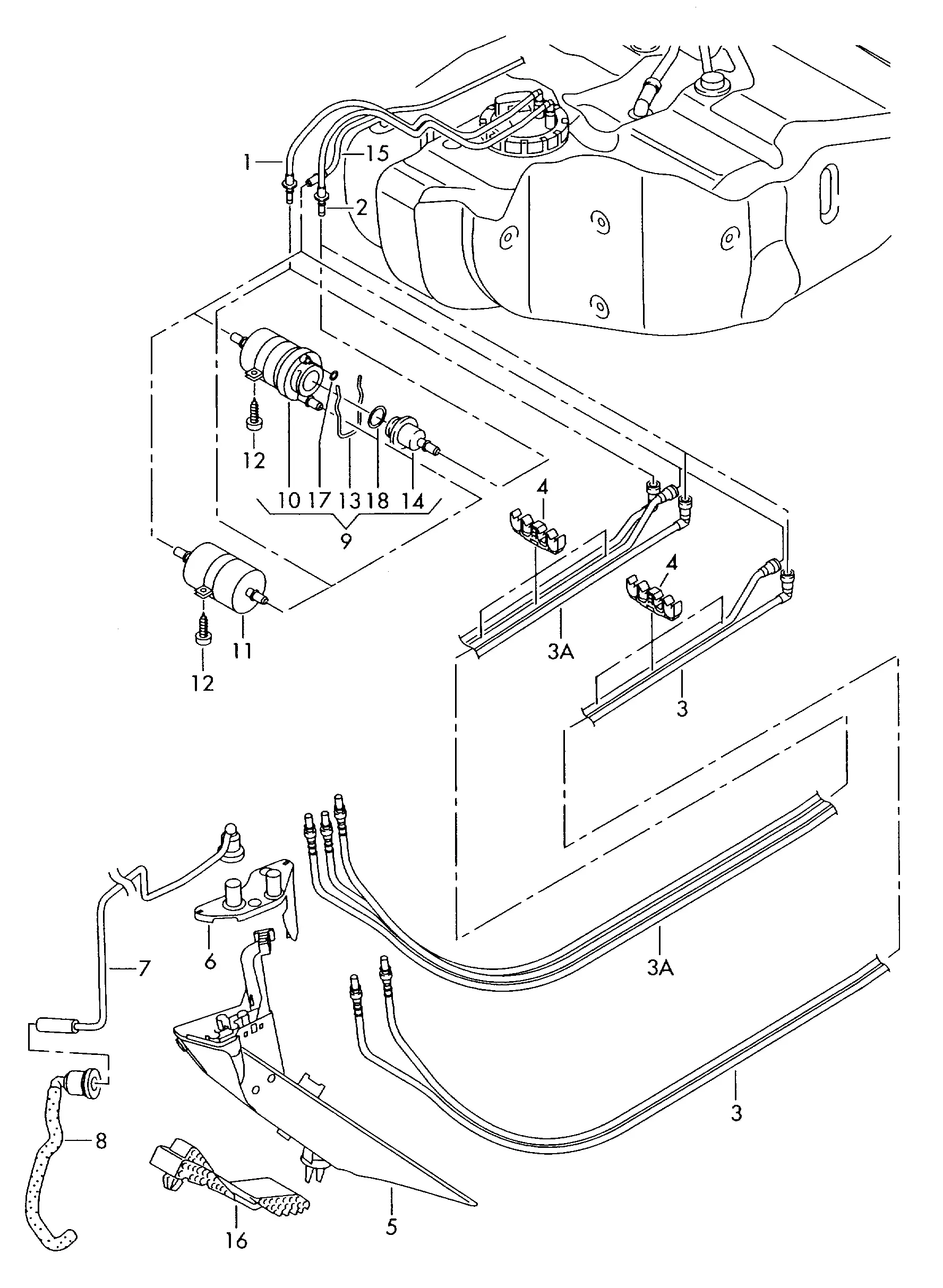 Топливопровод и топливный фильтр diagram