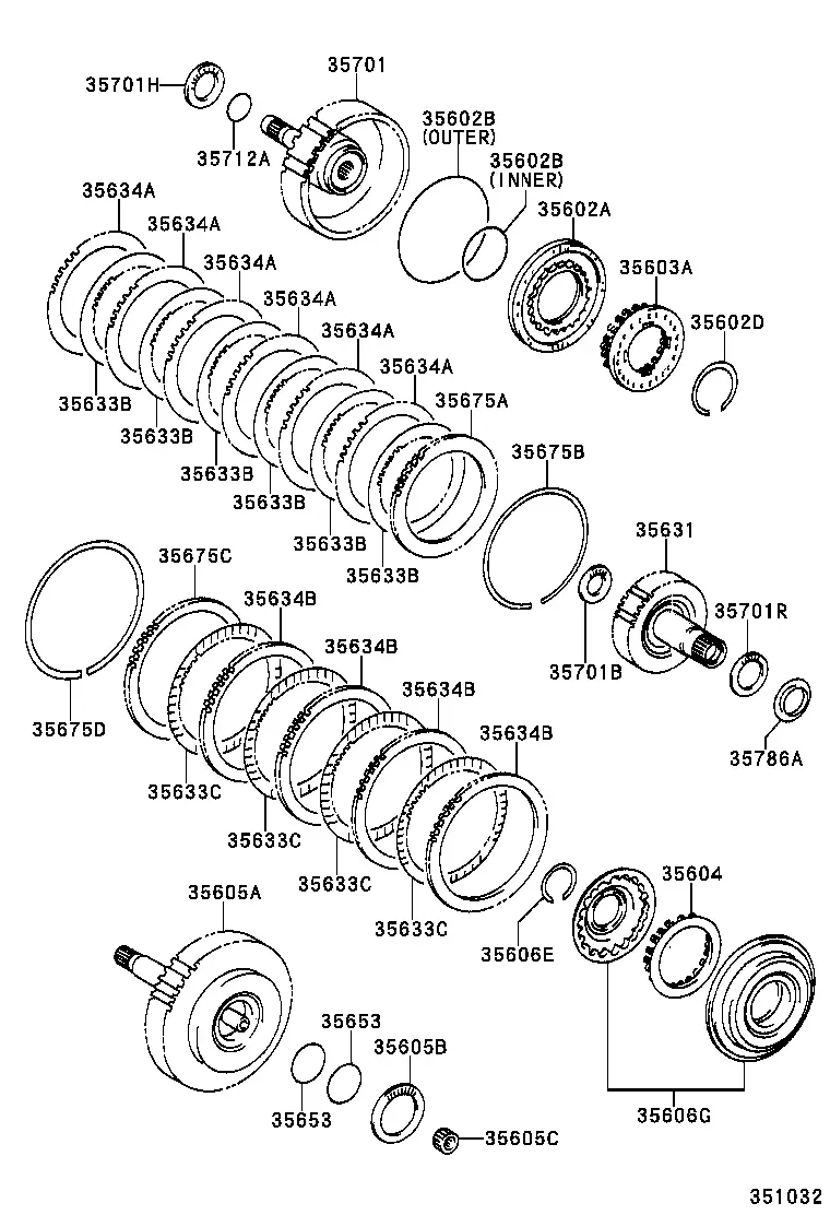 Brake Band and Multi-Disc Clutches diagram