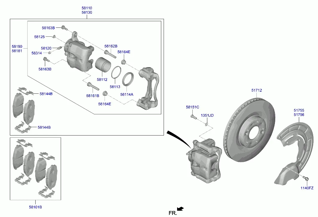 Front Wheel Brake Assembly diagram