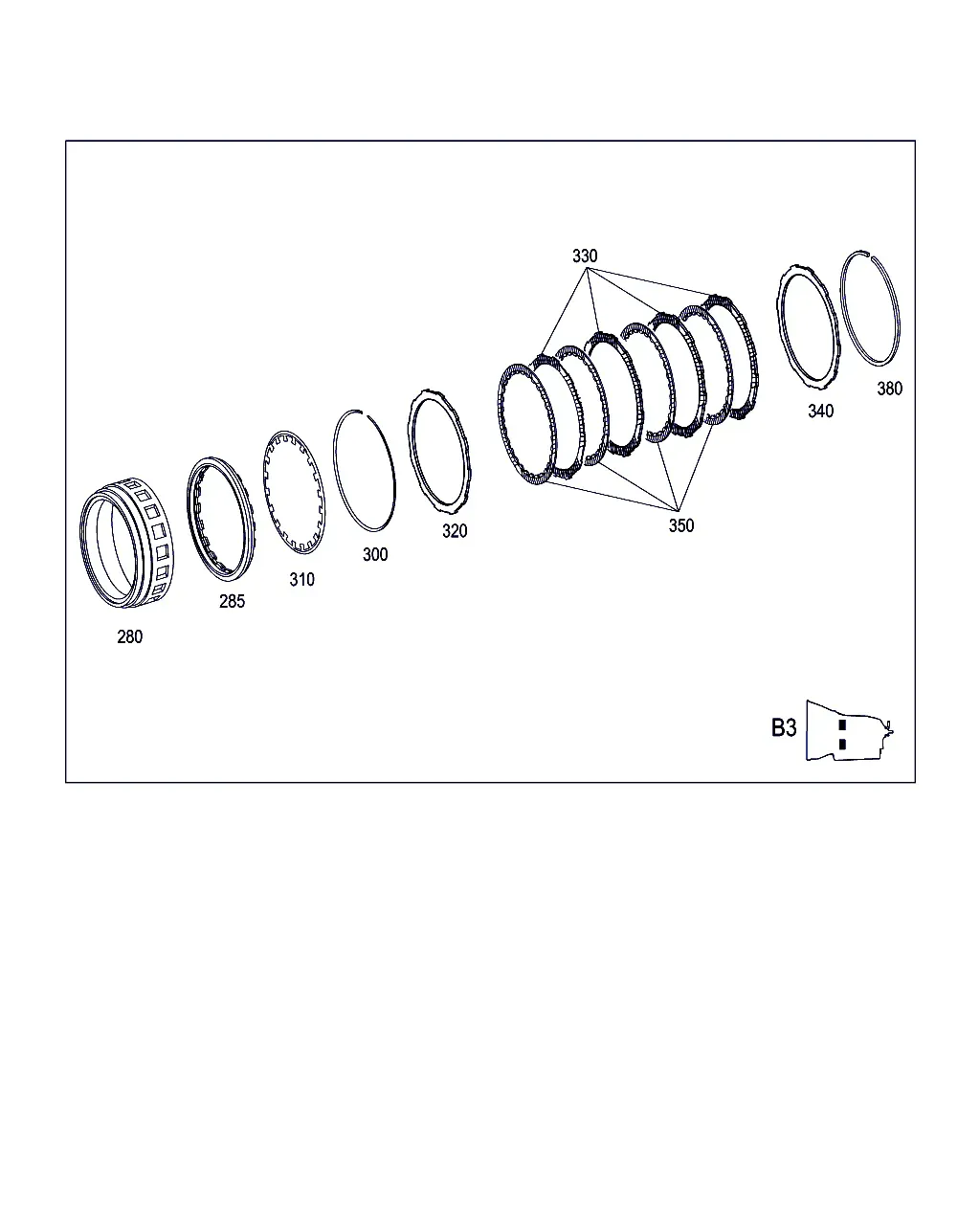 Тормозные муфты B2, B3 и диск стояночной блокировки diagram