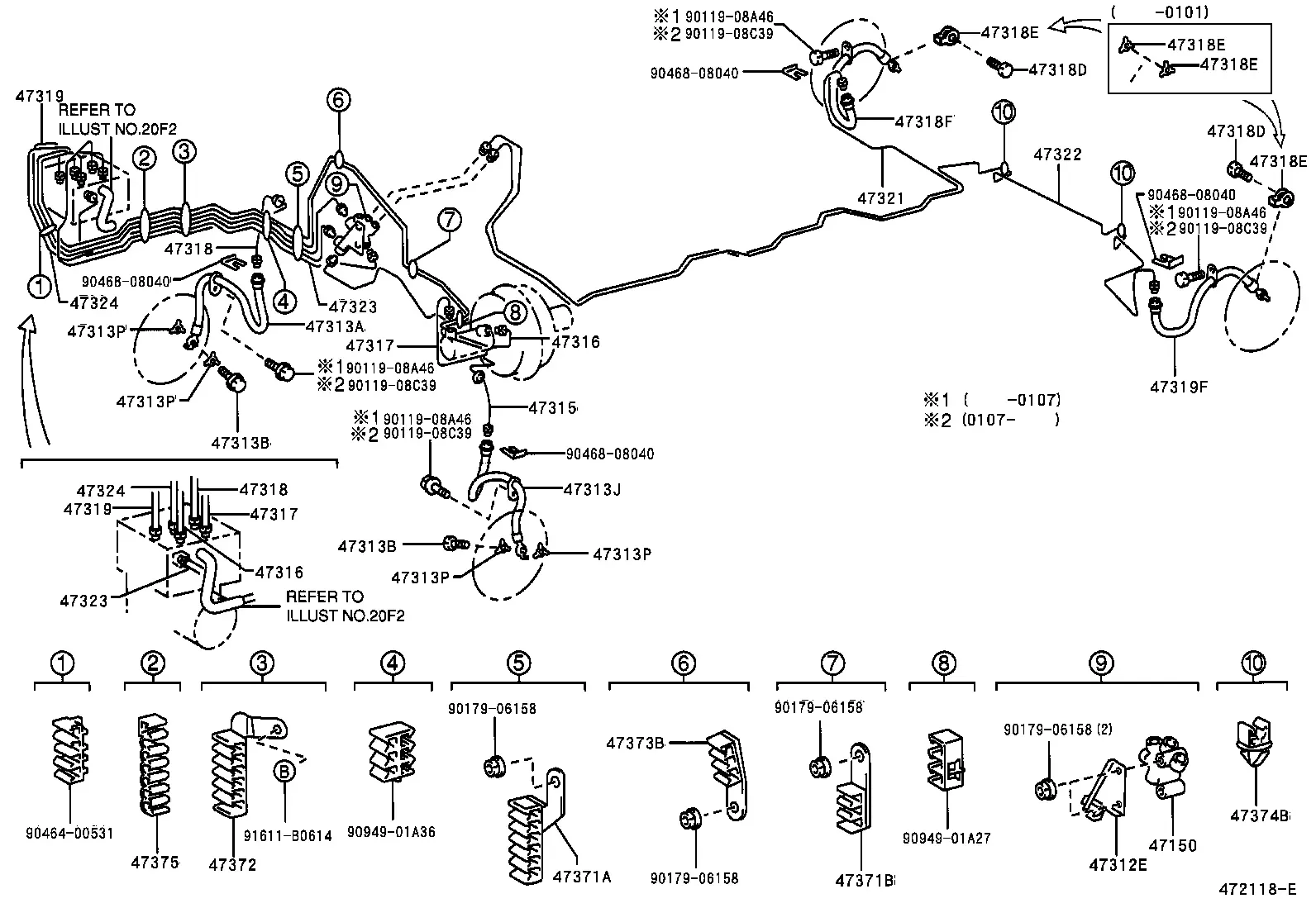 Brake Tubes and Pressure Regulator diagram