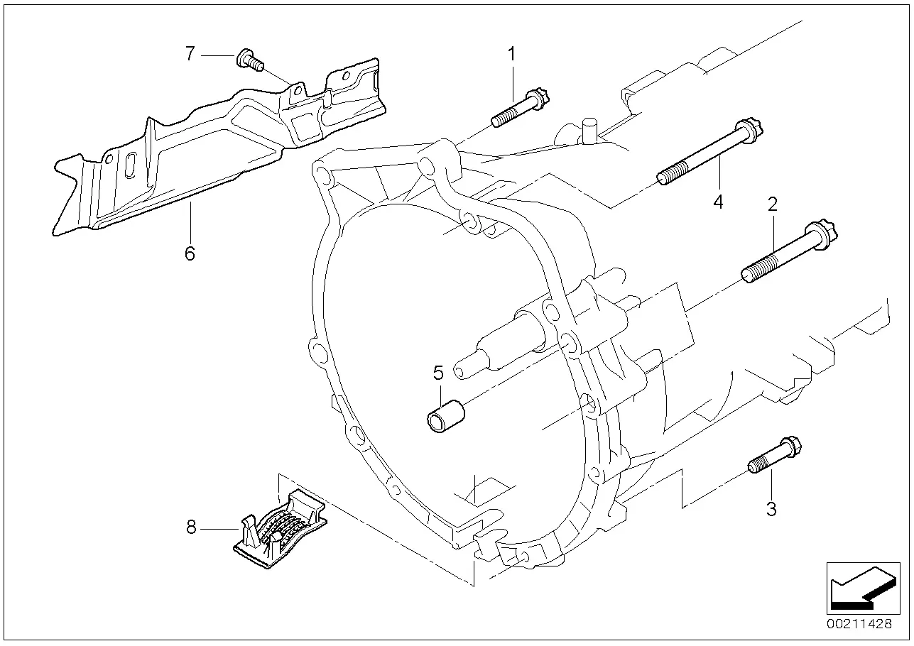 Transmission mounting parts diagram