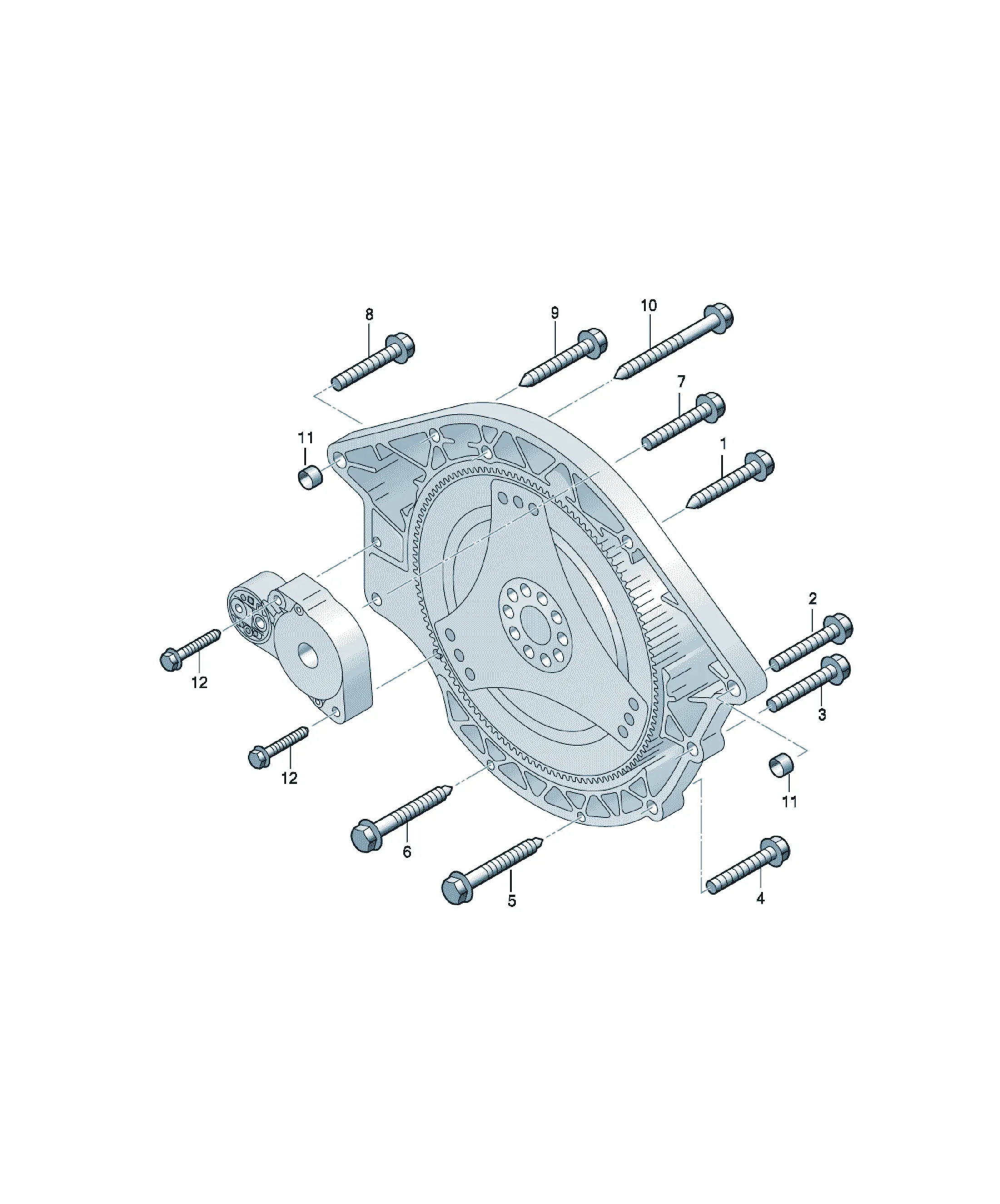 Transmission mounting hardware diagram