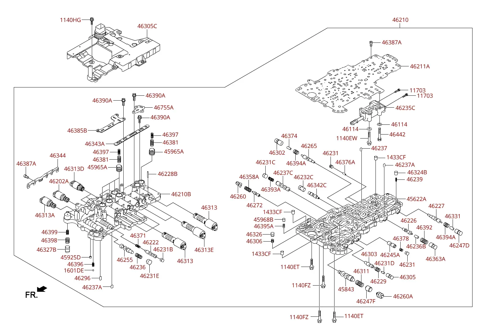 Automatic transmission valve body diagram