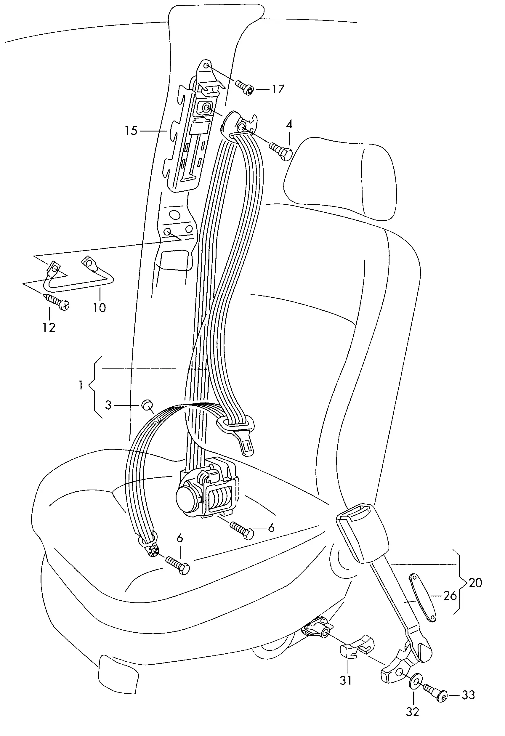Three-Point Seat Belt diagram