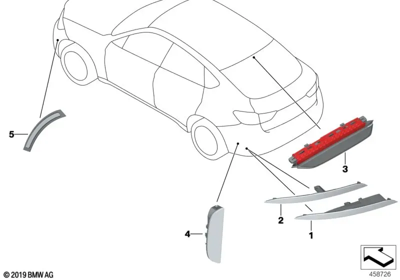 Third Brake Light and Reflectors diagram