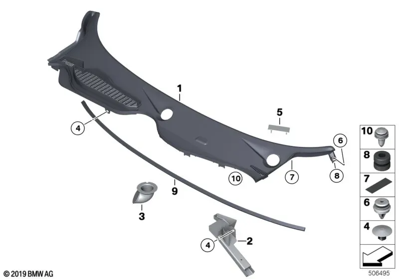 Cowl panel trim diagram
