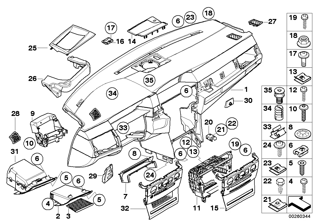 Dashboard trim diagram