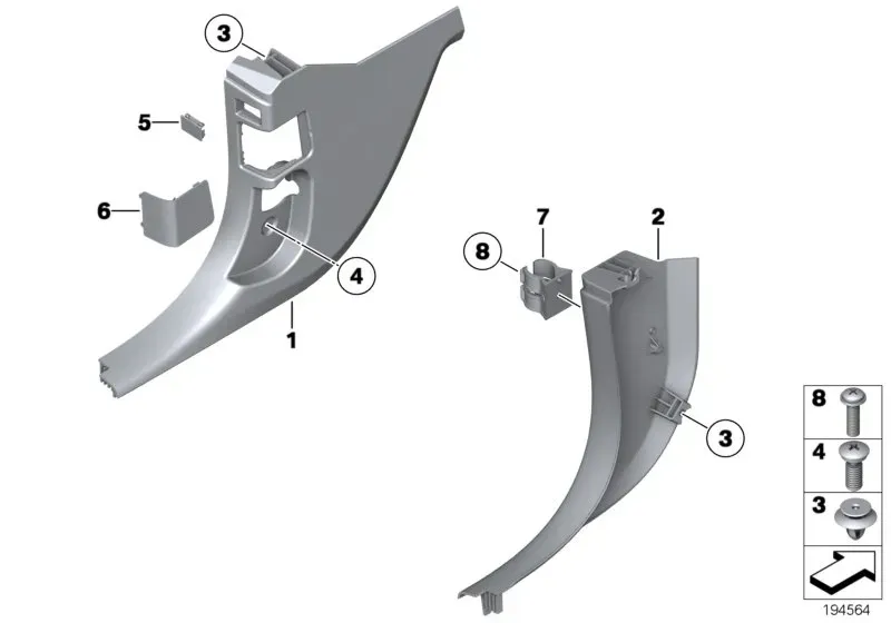 Legroom trim panel diagram