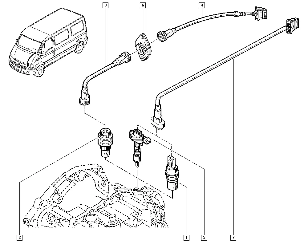 Speedometer Cable and Oil Dipstick diagram