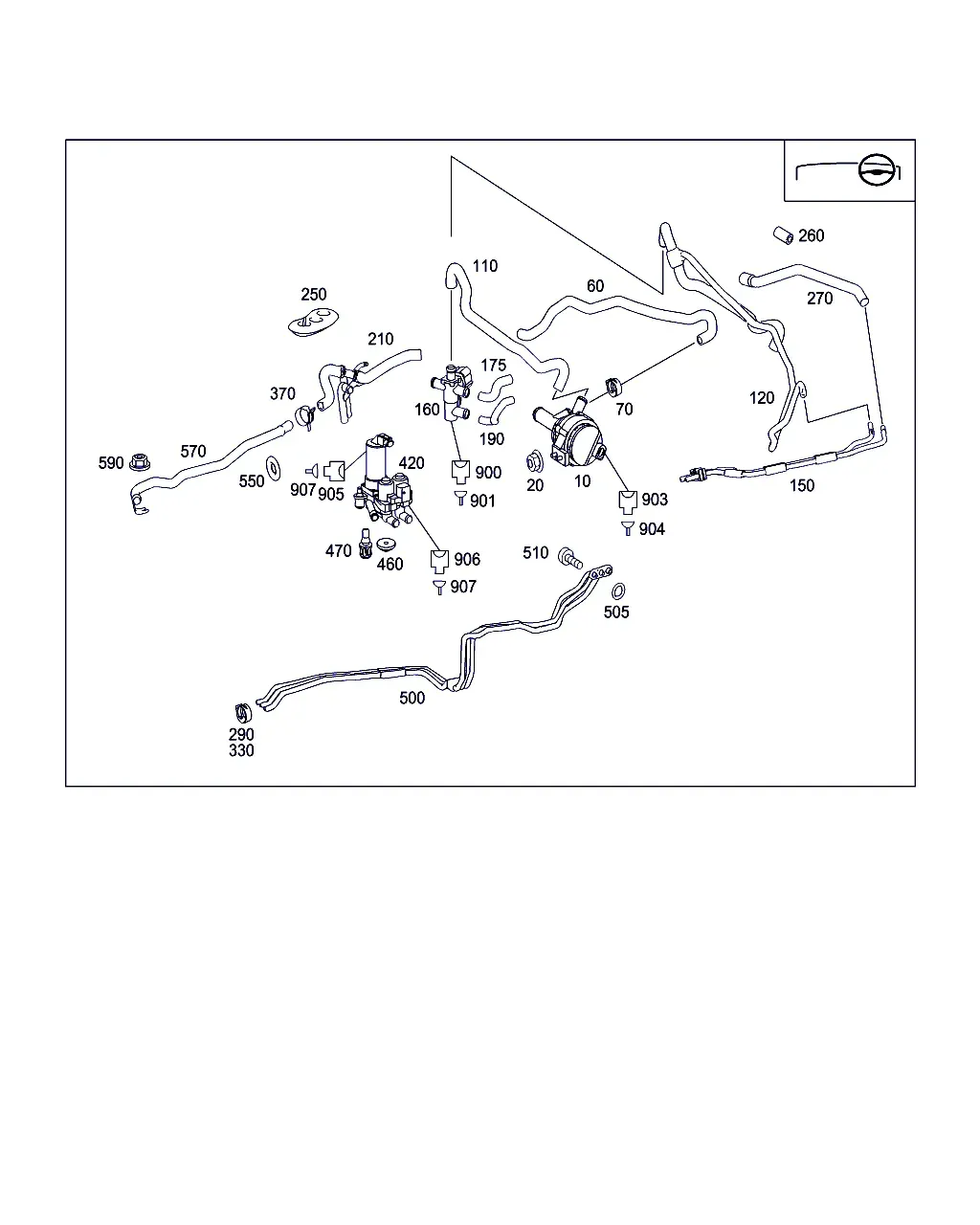 Rear Cabin Heater Piping diagram