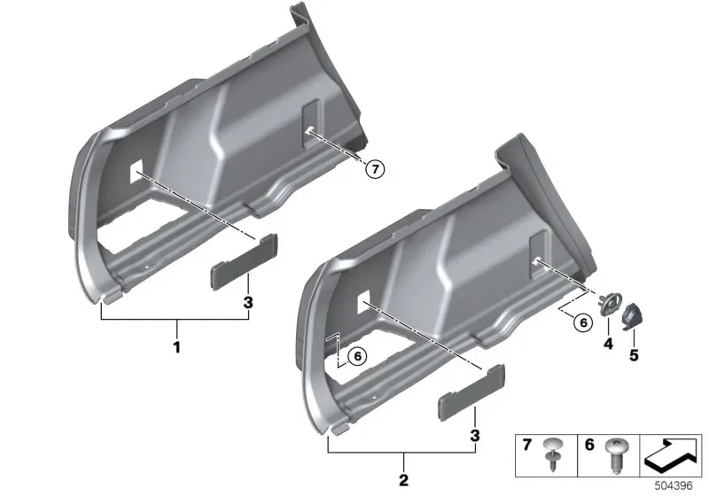 Trunk lining, left diagram