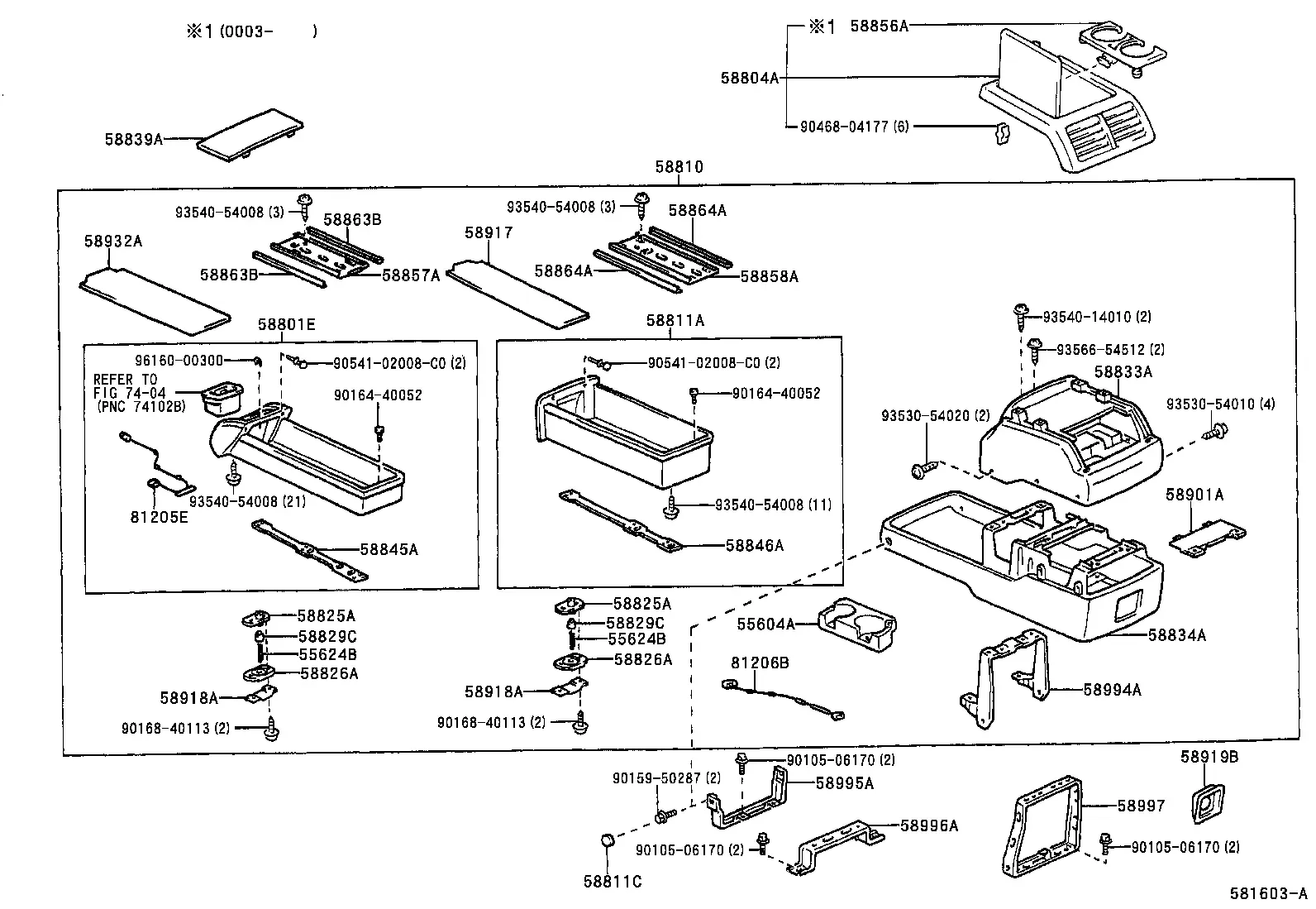 Console Box and Bracket diagram