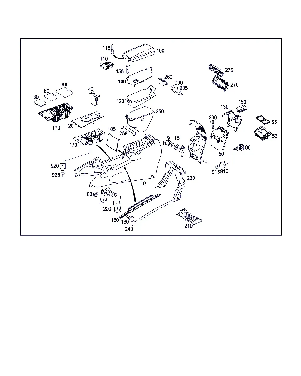 Center Console, Armrest and Ashtray diagram